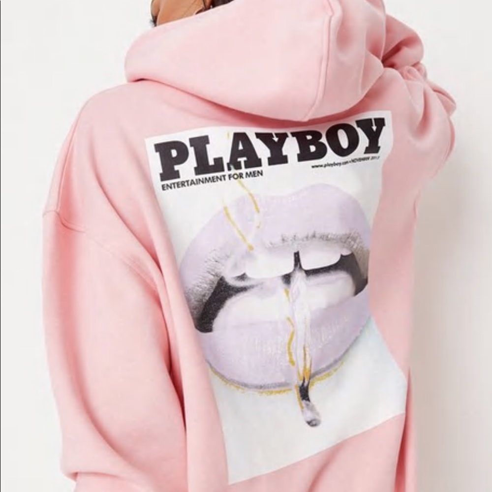 COPY - Missguided pink playboy magazine cover hoodie